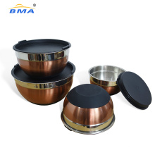 Ecofriendly Cookware Metal Custom Non Slip Stainless Steel Mixing Salad Bowls Stainless Steel Kitchenware with Silicone Lid and Bottom